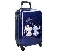 STITCH & ANGEL Aloha Maleta rígida de ABS Carro de Viaje Infantil - 4 Ruedas - Asa Extensible - 46 x 33 x 21 cm - Capacidad 31 Litros - Color Azul Oscuro, Azul, Valigia Piccola, Maleta