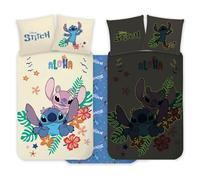 Stitch & Angel - Juego de ropa de cama de 100 x 140 cm con funda de almohada de 40 x 45 cm, 100 % algodón, juego de ropa de cama de bebé de estilo que brilla en la oscuridad, perfecto para niños, ropa