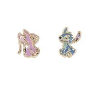 Disney Stitch & Angel Pendientes de tuerca Mismatch, latón base, sin piedras preciosas, talla única