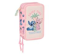 Stitch Beach - Estuche Escolar con 37 Útiles Incluidos, Estuche Infantil, Estuche Niño, Ideal para Niños de 5 a 14 Años, Cómodo y Versátil, Calidad y Resistencia, 12.5x5.5x19.5 cm