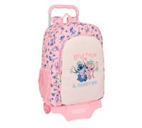 STITCH BEACH - Mochila Escolar Grande con Carro, Mochila Niño, Mochila Infantil, Adaptable a Carro, Ideal para Niños en Edad Escolar, Cómoda y Versátil, Calidad y Resistencia, 33x15x42 cm