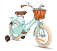 STITCH Bicicleta Infantil 14 Pulgadas Verde Menta para Niñas y Niños de 3, 4, 5 y 6 Años Kids Bike con Canasta y Ruedas de Entrenamiento Bicicleta