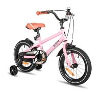 STITCH Bicicleta Infantil 16 Pulgadas Rosa Claro para Niños y Niñas de 4, 5 6 y 7 Años Kids Bike con Estabilizadores y Frenos de Mano 85% Montada…