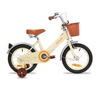STITCH Bicicleta infantil de 12 pulgadas para niñas de 2 3 4 años, bicicleta para niños con cesta delantera y ruedas de apoyo para niños de 2 a 4 años,beige..