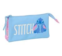 STITCH BRIGHT - Portatodo Triple, Estuche Infantil, Estuche Niño, Ideal para Niños en Edad Escolar, Cómodo y Versátil, Calidad y Resistencia, 22x3x12 cm