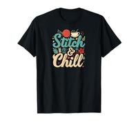 Stitch & Chill Knitting Sewing Craft Hobby Coffee Lover Camiseta