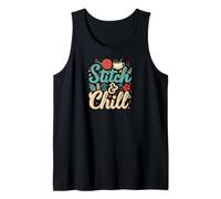 Stitch & Chill Knitting Sewing Craft Hobby Coffee Lover Camiseta sin Mangas