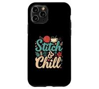 Stitch & Chill Knitting Sewing Craft Hobby Coffee Lover Carcasa para iPhone 11 Pro