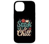 Stitch & Chill Knitting Sewing Craft Hobby Coffee Lover Carcasa para iPhone 14