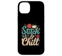 Stitch & Chill Knitting Sewing Craft Hobby Coffee Lover Carcasa para iPhone 14 Plus