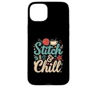 Stitch & Chill Knitting Sewing Craft Hobby Coffee Lover Carcasa para iPhone 15 Plus