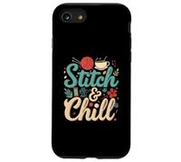 Stitch & Chill Knitting Sewing Craft Hobby Coffee Lover Carcasa para iPhone SE (2020) / 7 / 8