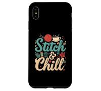 Stitch & Chill Knitting Sewing Craft Hobby Coffee Lover Carcasa para iPhone XS Max