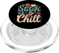 Stitch & Chill Knitting Sewing Craft Hobby Coffee Lover PopSockets PopGrip para MagSafe