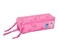 Stitch Chill - Portatodo Triple Pequeño, Estuche Infantil, Estuche Niño, Ideal para Niños en Edad Escolar, Cómodo y Versátil, Calidad y Resistencia, 22x6x8.5 cm