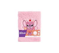Stitch Cuaderno de peluche A5 rosa Ángel | Diario mullido para niños | Cuaderno con diseño de Disney | Libro de peluche para niñas y niños | Regalo creativo a partir de 3 años | Diario con páginas de
