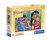 Clementoni - Disney Stitch Cubos para Niños - Set de 12 Cubos, 6 Imágenes en 1, Línea Play for Future 100% Sostenible, Edad 3+, Fabricado en Italia, 41347