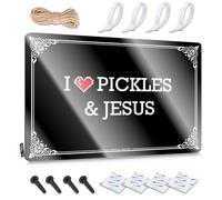 Stitch - Decoración de pared vintage reutilizable | I Love Pickles & Jesus Inappropriate Arte decorativo de pared listo para colgar para el trabajo (20 x 30 cm)