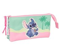 Stitch Ice Cream - Portatodo Triple, Estuche Infantil, Estuche Niño, Ideal para Niños en Edad Escolar, Cómodo y Versátil, Calidad y Resistencia, 22x3x12 cm