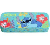Stitch - Juego de maquillaje infantil de 3 niveles con esmalte de uñas, pegatinas, sombra de ojos y brillo de labios en maletín de metal