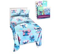 Stitch - Juego de ropa de cama tamaño individual para niños pequeños, el paquete de ropa de cama individual de Lilo and Stitch incluye sábanas de puntada con sábana encimera, sábana bajera y funda de
