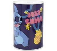 Stitch "Just Chill" - Hucha de metal para niñas y niños - Break to Open - Lata de ahorro inspirada en Disney para niños, tamaño 15 cm