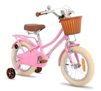 STITCH MANCHI Bicicleta Infantil de 12" con Cesta y ruedines, para niñas y niños de 2-4 años, Rosa…