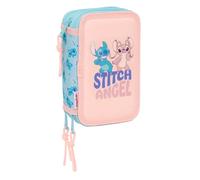 STITCH OHANA - Estuche Escolar con 37 Útiles Incluidos, Estuche Infantil, Estuche Niño, Ideal para Niños de 5 a 14 Años, Cómodo y Versátil, Calidad y Resistencia, 12.5x5.5x19.5 cm