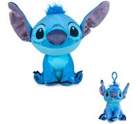 Stitch - Peluche con sonido de 32 cm + llavero de peluche/ángel, Lilo & Stitch, juguete de peluche/mochila colgante