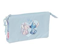 STITCH - Portatodo Triple, Estuche Infantil, Estuche Niño, Ideal para Niños en Edad Escolar, Cómodo y Versátil, Calidad y Resistencia, 22x3x12 cm
