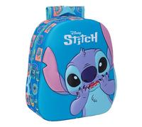 STITCH - Mochila Escolar, con Diseño 3D, Adaptable a Carro, Ideal para Niños de Diferentes Edades, Cómoda y Versátil, Calidad y Resistencia, 27x10x33 cm, Color Azul