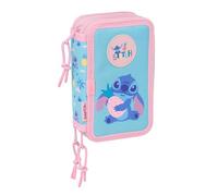 STITCH WAVES - Estuche Escolar con 37 Útiles Incluidos, Estuche Infantil, Estuche Niño, Ideal para Niños de 5 a 14 Años, Cómodo y Versátil, Calidad y Resistencia, 12.5x5.5x19.5 cm