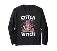 Stitch Witch Fun Crafty Sewing Entusiasta Manga Larga