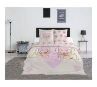 Stitch y Angel Funda Nórdica Cama 150 240x220 + 2 Fundas Almohada Rosa | Ropa de cama 2 personas reversible | Abrazo tierno entre corazones | Tonos rosados suaves | Disney oficial