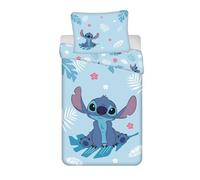 Jerry Fabrics – Juego de ropa de cama Stitch Angel reversible 140x200 cm funda 70x90 cm algodón azul