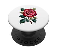 Stitches Embroidery Art Rosa Flor Rosas PopSockets PopGrip Adhesivo