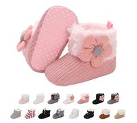 Stivaletti Invernali per Neonato, Inverno Caldo Bambini Stivali da Neve Fondo Morbido Antiscivolo Cotone Piatto Pelliccia Calzino Bootie Regolabile Scarpe Primi Passi Bambina 6-12 Meses Rosa