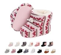 Stivaletti Invernali per Neonato, Inverno Caldo Bambini Stivali da Neve Fondo Morbido Antiscivolo Cotone Piatto Pelliccia Calzino Bootie Regolabile Scarpe Primi Passi Bambina 6-12 Meses Rosa