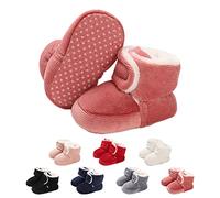 Stivaletti Invernali per Neonato, Inverno Caldo Bambini Stivali da Neve Fondo Morbido Antiscivolo Cotone Piatto Pelliccia Calzino Bootie Regolabile Scarpe Primi Passi Bambina 12-18 Meses Rosa Oscuro