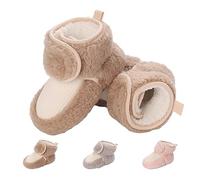 Stivaletti Invernali per Neonato, Inverno Caldo Bambini Stivali da Neve Fondo Morbido Antiscivolo Cotone Piatto Pelliccia Calzino Bootie Regolabile Scarpe Primi Passi Bambina 0-6 Meses Caqui