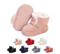 Stivaletti Invernali per Neonato, Inverno Caldo Bambini Stivali da Neve Fondo Morbido Antiscivolo Cotone Piatto Pelliccia Calzino Bootie Regolabile Scarpe Primi Passi Bambina 12-18 Meses Rosa