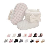 Stivaletti Invernali per Neonato, Inverno Caldo Bambini Stivali da Neve Fondo Morbido Antiscivolo Cotone Piatto Pelliccia Calzino Bootie Regolabile Scarpe Primi Passi Bambina 12-18 Meses Blanco