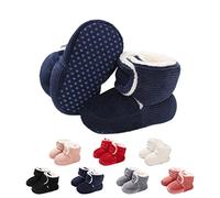 Stivaletti Invernali per Neonato, Inverno Caldo Bambini Stivali da Neve Fondo Morbido Antiscivolo Cotone Piatto Pelliccia Calzino Bootie Regolabile Scarpe Primi Passi Bambina 0-6 Meses Marina