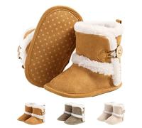 Stivaletti Invernali per Neonato, Inverno Caldo Bambini Stivali da Neve Fondo Morbido Antiscivolo Cotone Piatto Pelliccia Calzino Bootie Regolabile Scarpe Primi Passi Bambina 12-18 Meses Marrón