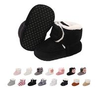 Stivaletti Invernali per Neonato, Inverno Caldo Bambini Stivali da Neve Fondo Morbido Antiscivolo Cotone Piatto Pelliccia Calzino Bootie Regolabile Scarpe Primi Passi Bambina 6-12 Meses Negro