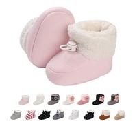 Stivaletti Invernali per Neonato, Inverno Caldo Bambini Stivali da Neve Fondo Morbido Antiscivolo Cotone Piatto Pelliccia Calzino Bootie Regolabile Scarpe Primi Passi Bambina 12-18 Meses Rosa