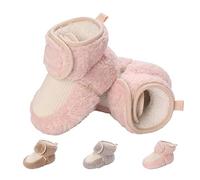 Stivaletti Invernali per Neonato, Inverno Caldo Bambini Stivali da Neve Fondo Morbido Antiscivolo Cotone Piatto Pelliccia Calzino Bootie Regolabile Scarpe Primi Passi Bambina 6-12 Meses Rosa