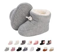 Stivaletti Invernali per Neonato, Inverno Caldo Bambini Stivali da Neve Fondo Morbido Antiscivolo Cotone Piatto Pelliccia Calzino Bootie Regolabile Scarpe Primi Passi Bambina 6-12 Meses Gris