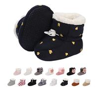 Stivaletti Invernali per Neonato, Inverno Caldo Bambini Stivali da Neve Fondo Morbido Antiscivolo Cotone Piatto Pelliccia Calzino Bootie Regolabile Scarpe Primi Passi Bambina 12-18 Meses Marina