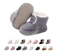 Stivaletti Invernali per Neonato, Inverno Caldo Bambini Stivali da Neve Fondo Morbido Antiscivolo Cotone Piatto Pelliccia Calzino Bootie Regolabile Scarpe Primi Passi Bambina 6-12 Meses Gris
